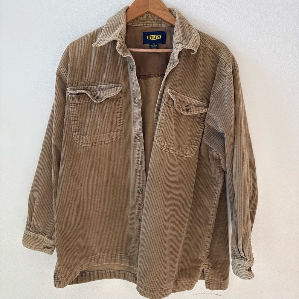 Vintage Utility Sturdy Corduroy Button-Up‎ Shirt Men’s XL